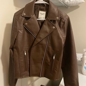 Abercrombie and Fitch brown leather jacket size Large